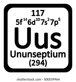 Periodic table element ununseptium icon on white background. Vector illustration.
