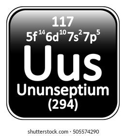 Periodic table element ununseptium icon on white background. Vector illustration.