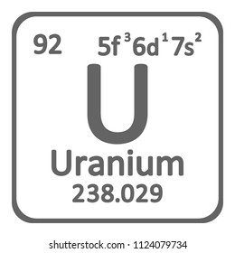 Periodic table element uranium icon on white background. Vector illustration.