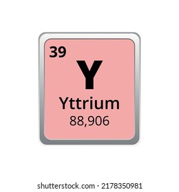 Periodic table element Yttrium icon on white background, square vector illustration with gradient, vector icon with molar mass and atomic number for lab, science or chemistry class.