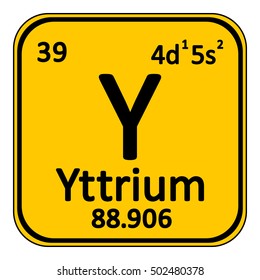 Periodic table element yttrium icon on white background. Vector illustration.