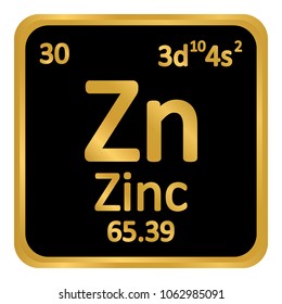 Periodic table element zinc icon on white background. Vector illustration.