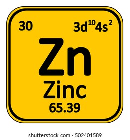 Periodic table element zinc icon on white background. Vector illustration.