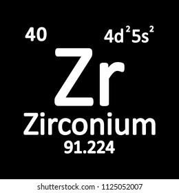 Periodic table element zirconium icon on white background. Vector illustration.