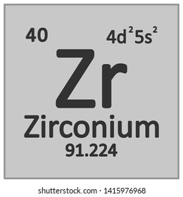 Periodic table element zirconium icon on white background. Vector illustration.