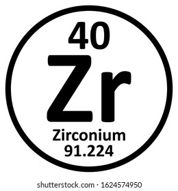 Periodic table element zirconium icon on white background. Vector illustration.