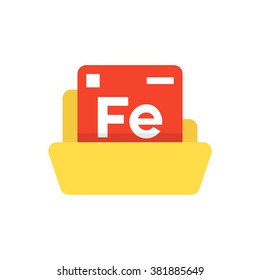 periodic table emblem with yellow folder. concept of compounds, creative application, universe study, unique formula, nature. flat style modern logotype design vector illustration on white background