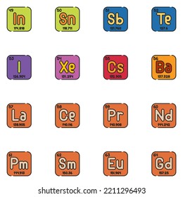 Periodic Table Filled Line Icon Set