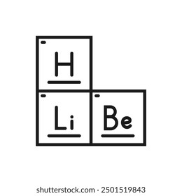 Periodensystem - Liniensymbol, bearbeitbarer Strich. Einfaches chemisches Umrisssymbol. Vektorgrafik.