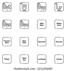 Periodic Table Line Icon Set