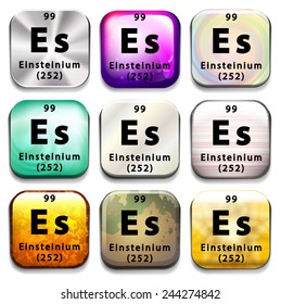 A periodic table showing Einsteinium on a white background