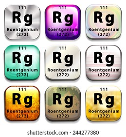 A periodic table showing Roentgenium on a white background