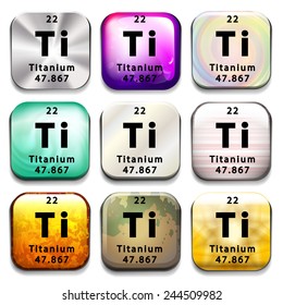 A periodic table a showing the Titanium on a white background