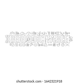 periodic table and periodic table symbols. technical drawing periodic table concept. contour periodic table illustration