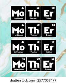 Periodic Table-Inspired Mother Design Chemistry-Inspired Typography for Shirts, Crafts, and Gifts #02B
