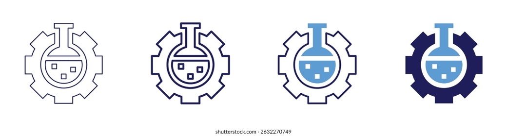 Periodic trend icon in 4 different styles. Thin Line, Line, Bold Line, Duotone. Duotone style. Editable stroke.