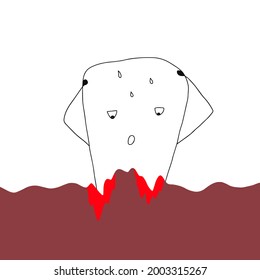 Periodontal disease bleeding toothpaste illustrations, hand drawn, doodle