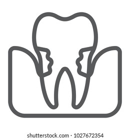 Periodontitis line icon, stomatology and dental, periodontal tooth sign vector graphics, a linear pattern on a white background, eps 10.