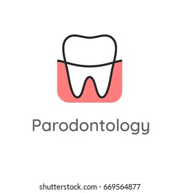 Periodontology. Teeth And Gums. Dental Icon. Web Pictogram For Dentistry. Dentistry Department Label. Stomatology Concept, Logo Or Illustration In Line Style. 