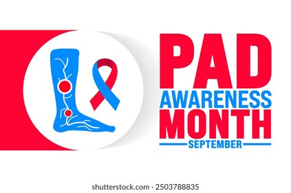 Peripheral Artery Disease Awareness Month or Pad Awareness Month is observed every year in September. Holiday concept. 
