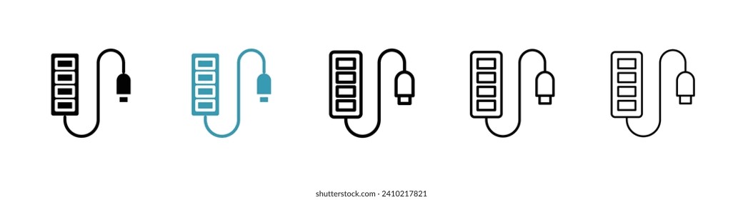 Conjunto de iconos del vector del concentrador de conexión periférica. Símbolo vectorial de interfaz USB para el diseño de interfaz de usuario.