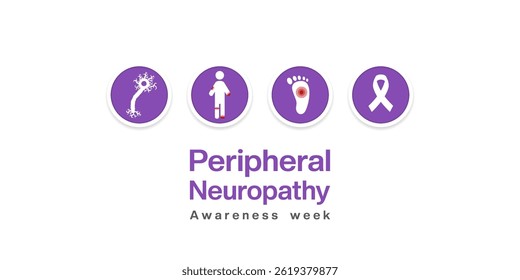 Peripheral Neuropathy Awareness Week. Nerve, people, foot and ribbon. Suitable for posters, banners, social media and more. White background.