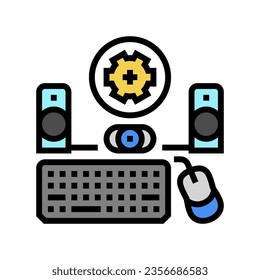 peripheral setup repair computer color icon vector. peripheral setup repair computer sign. isolated symbol illustration