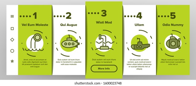 Periscope Onboarding Mobile App Page Screen Vector. Military Submarine Vision Equipment Periscope, Nautical Boat Device Illustrations