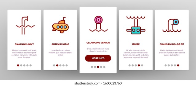 Periscope Onboarding Mobile App Page Screen Vector. Military Submarine Vision Equipment Periscope, Nautical Boat Device Illustrations