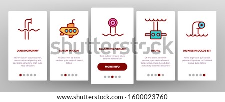 Periscope Onboarding Mobile App Page Screen Vector. Military Submarine Vision Equipment Periscope, Nautical Boat Device Illustrations