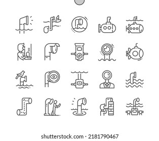 Periscope. Submarine. Formation of image. Periscope watching. Pixel Perfect Vector Thin Line Icons. Simple Minimal Pictogram