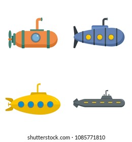 Periscope submarine telescope icons set. Flat illustration of 4 periscope submarine telescope vector icons isolated on white