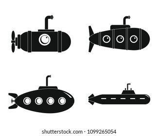Periscope submarine telescope icons set. Simple illustration of 4 periscope submarine telescope vector icons for web