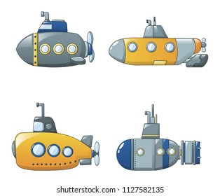 Periscope submarine telescope icons set. Cartoon illustration of 4 periscope submarine telescope vector icons for web