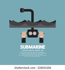 Periscope Of Submarine Under The Ocean Vector Illustration