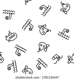Periscope Vector Seamless Pattern Thin Line Illustration
