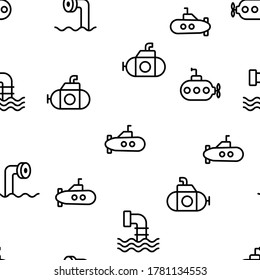 Periscope Vector Seamless Pattern Thin Line Illustration