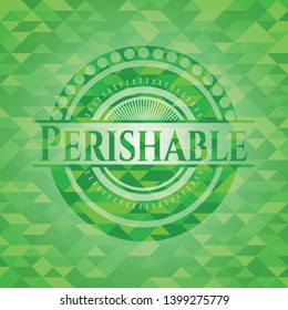 Perishable realistic green mosaic emblem. Vector Illustration. Detailed.