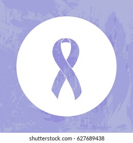Periwinkle Awareness ribbon. Acid Reflux, GERD, Eating disorders, anorexia, bulimia, Eosinophilic, Esophageal, Gastric Small Intestine Stomach cancer Isolated icon Watercolor painted background