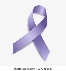 Periwinkle blue ribbon awareness esophageal, gastric, stomach cancer, pulmonary hypertension . Isolated on white background. Vector  illustration.