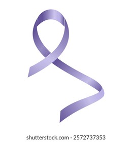 Periwinkle blue ribbon awareness esophageal, gastric, stomach cancer, pulmonary hypertension . Isolated on white background. Vector illustration.