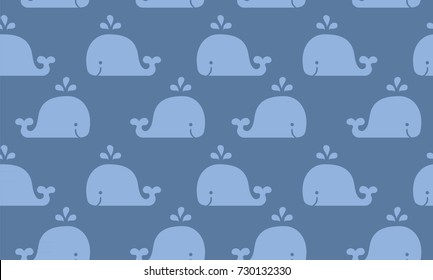 Periwinkle Blue Whale Pattern / Seamless Tile
