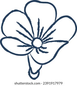 Periwinkelblume, handgezeichnet, Vektorgrafik