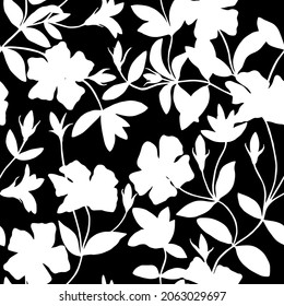 Periwinkle flowers seamless pattern. Vector stock illustration eps10. hand drawing.