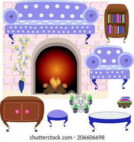 periwinkle furniture/Periwinkle Living Room/Create your own living room! Each piece is on a separate layer