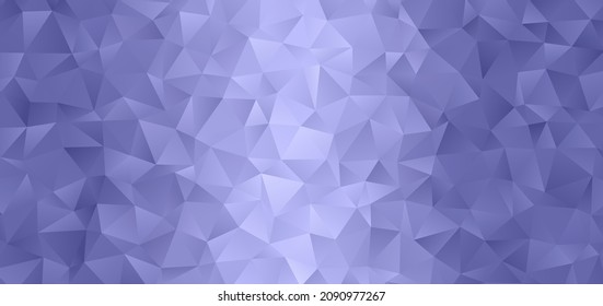 Periwinkle Gradient Low Poly Wide Background. 2022 Color of the Year. Irregular Sparkling Polygonal Texture. Glowing 3D Triangle Pattern Surface. Stockvektorkép