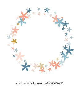 Periwinkle minimal flowers vector illustration. Tiny meadow blossom shapes scattered. Birthday card ornament. Retro flowers Periwinkle simple bloom. Tabby petals.