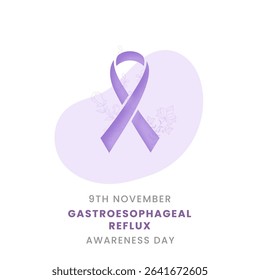 periwinkle ribbon with white background awareness graphic for Gastroesophageal reflux Awareness Day.