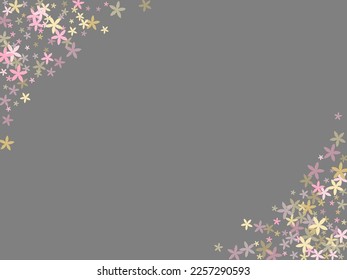 Ilustración del vector de flores simplistas periwinkle. Pequeños elementos de campo florecientes dispersos. Antecedentes del Día de la Mujer. Flores de época Periwinkle sangre mínima. Pétalos de rayas.