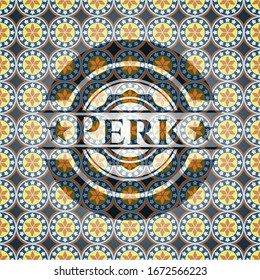 Perk arabic style emblem. Arabesque decoration.